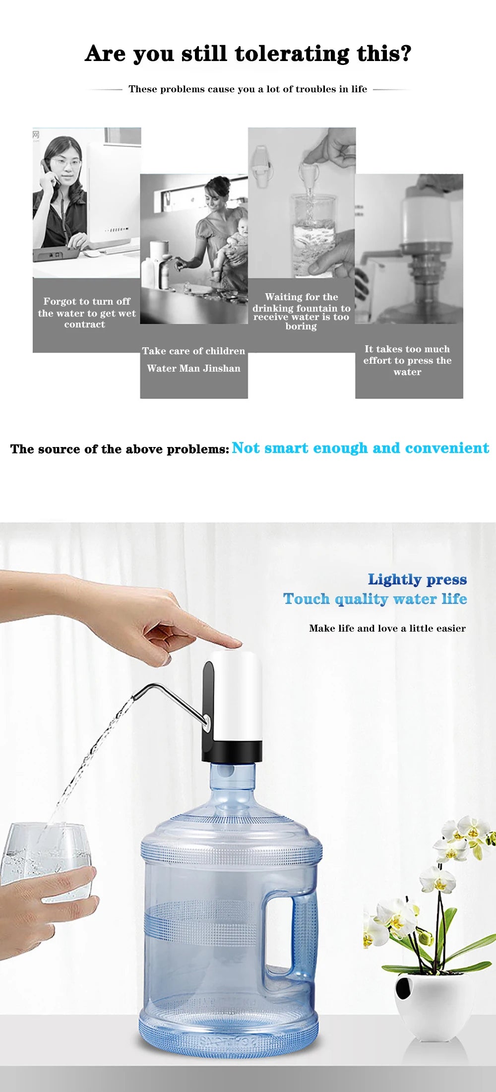 Water Bottle Pump USB Charging Automatic Electric Water Dispenser Pump Bottle Water Pump Auto Switch Drinking Dispenser