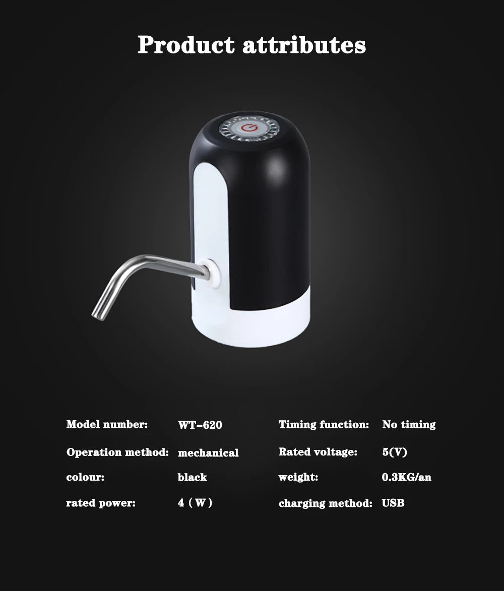 Water Bottle Pump USB Charging Automatic Electric Water Dispenser Pump Bottle Water Pump Auto Switch Drinking Dispenser