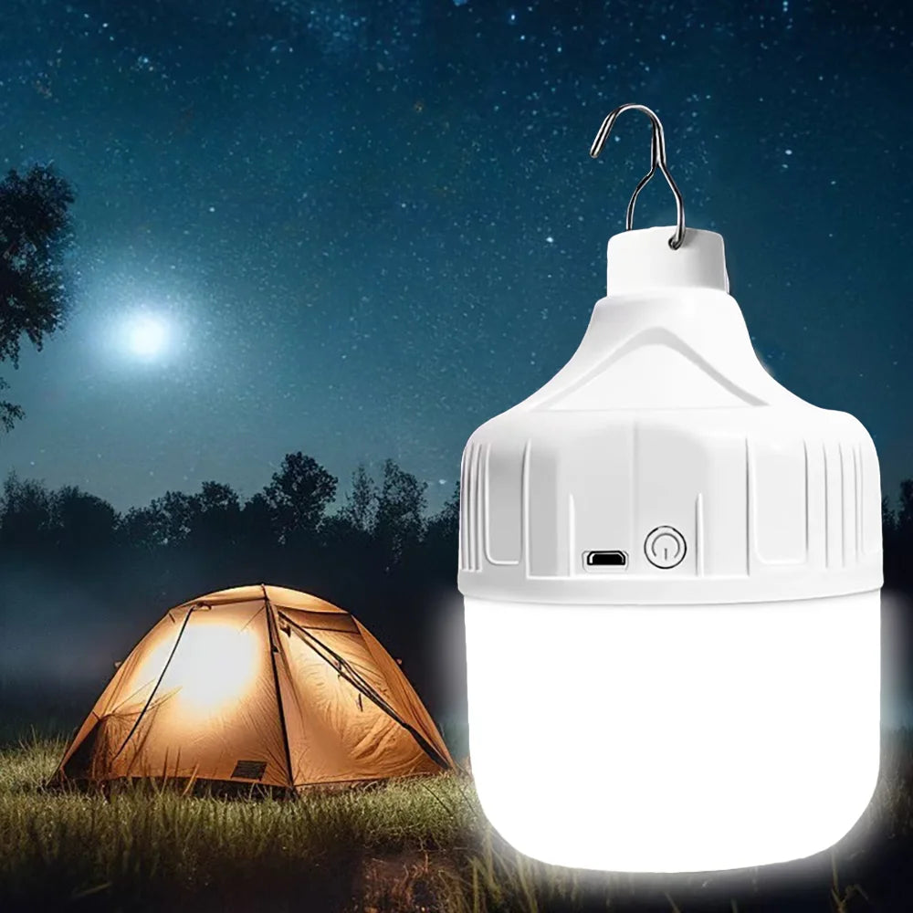 Portable USB Rechargeable LED Camping Light Multifunctional Outdoor Emergency Hanging Tent Lamp Hiking Picnics Night Lighting