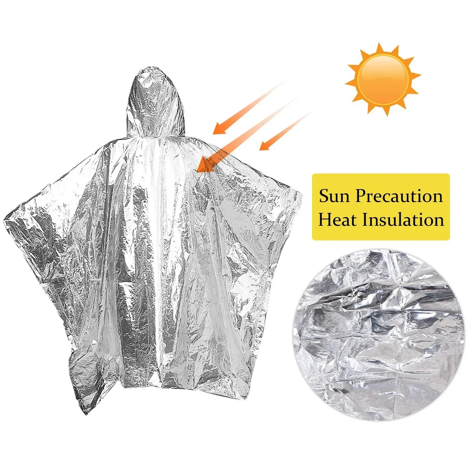 Emergency Water Proof Raincoat Aluminum Film Disposable Poncho Cold Insulation Rainwear Blankets Survival Tool Camping Equipment