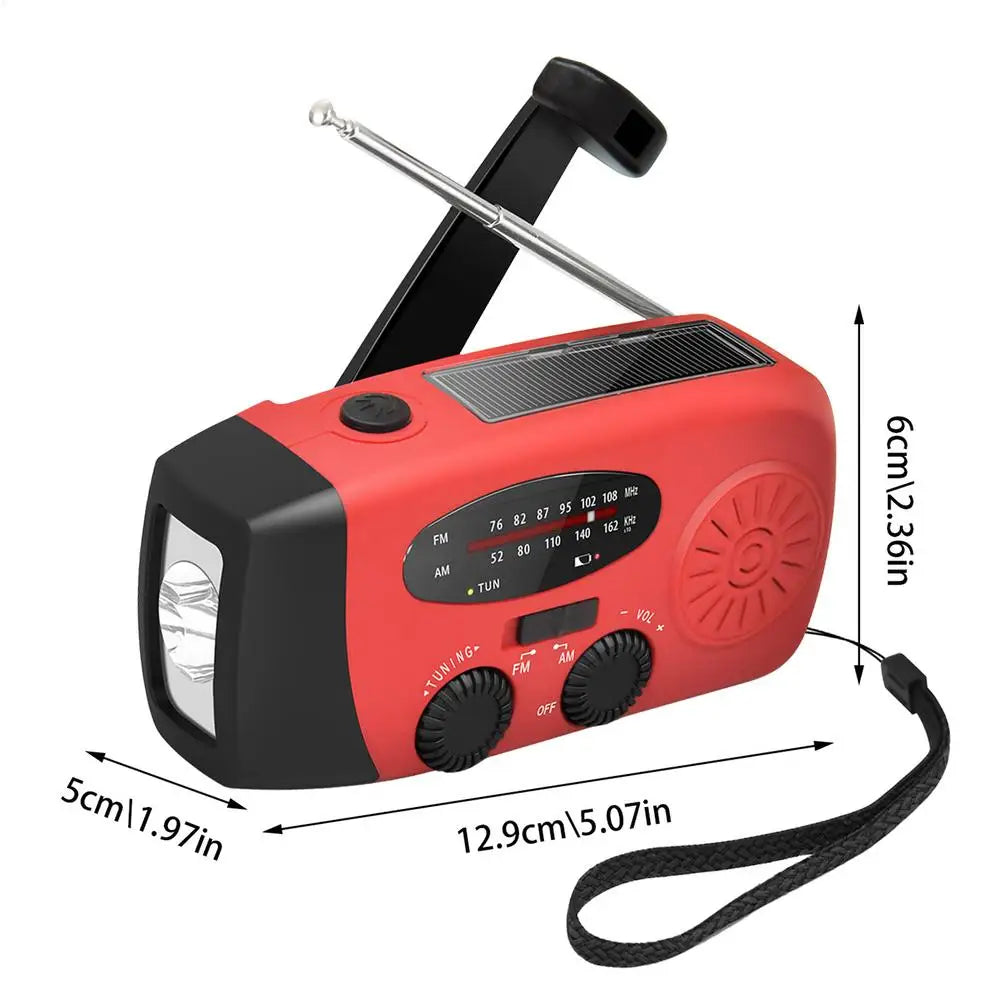 Emergency Weather Radio, Solar Hand Crank Radio With 2000mAh Rechargeable Battery, Survival Portable Radio SOS Alarm, AM/FM