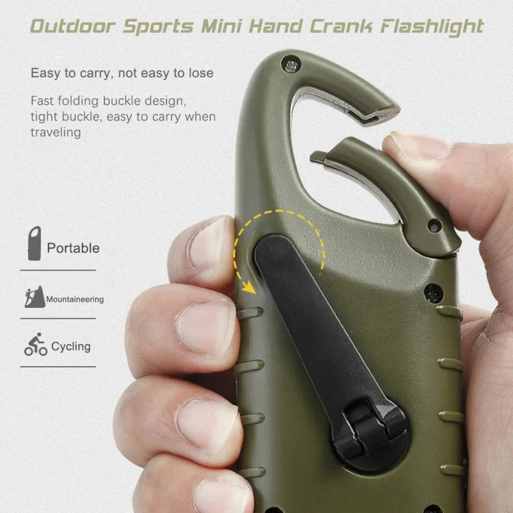 LED Flashlight Hand Crank Survival Emergency Flashlight  Charging Solar Powered Rechargeable Self Powered Charging Hiking Dynamo