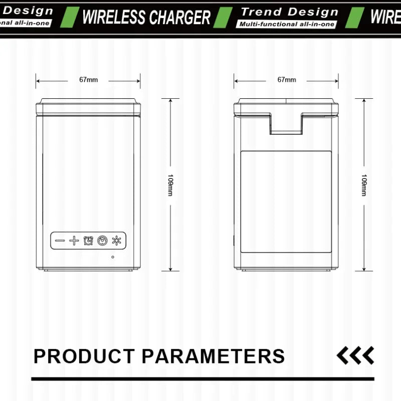 6 in 1 Magnetic Multi-function Bluetooth Speaker Wireless Charger with Alarm Clock for Multiple Devices and Time Display