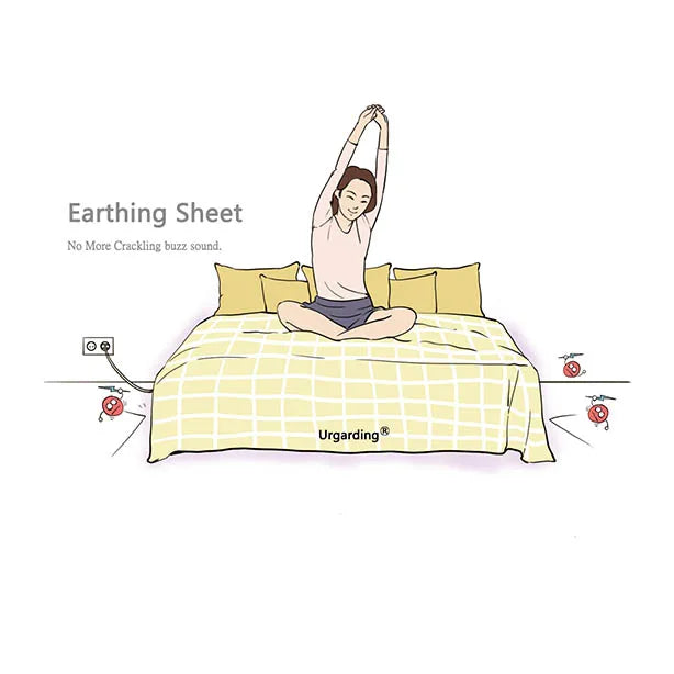 Silver Conductive ESD Earthing Bed Fitted Sheet Include a Grounding Cable for Health Benefit - Color Gray