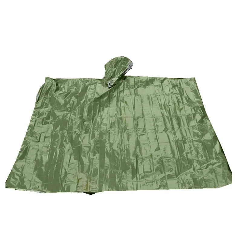 Emergency Water Proof Raincoat Aluminum Film Disposable Poncho Cold Insulation Rainwear Blankets Survival Tool Camping Equipment