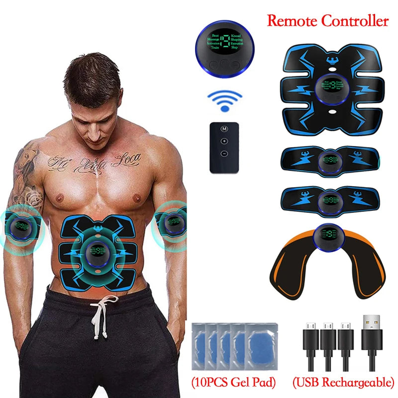 Remote Controller EMS Muscle Stimulator Smart Electric Fitness Abdominal Training Weight Loss Stickers Body Slimming Massager