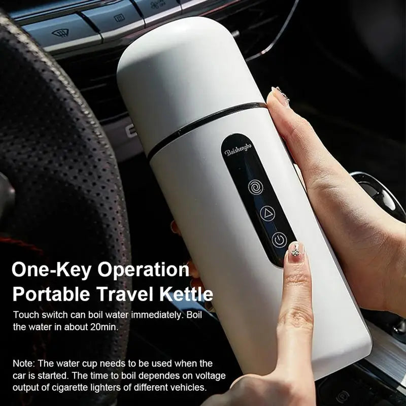 12V 24V Car Heating Cup Electric Kettle Stainless Steel Smart Temperature Control Touch LCD Display Travel Coffee Mug Warmer