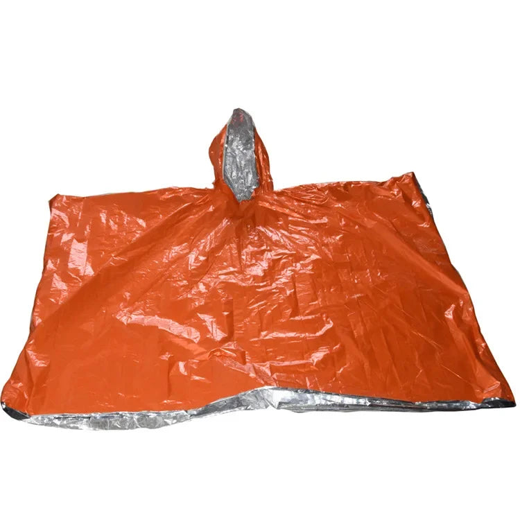 Emergency Water Proof Raincoat Aluminum Film Disposable Poncho Cold Insulation Rainwear Blankets Survival Tool Camping Equipment