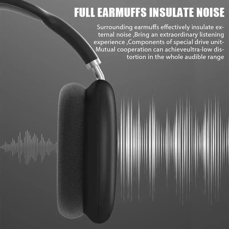 NEW P9 Pro Max Wireless Bluetooth Headphones Noise Cancelling Earphones Mic Sports Gaming TF Card Slot Headset for Apple