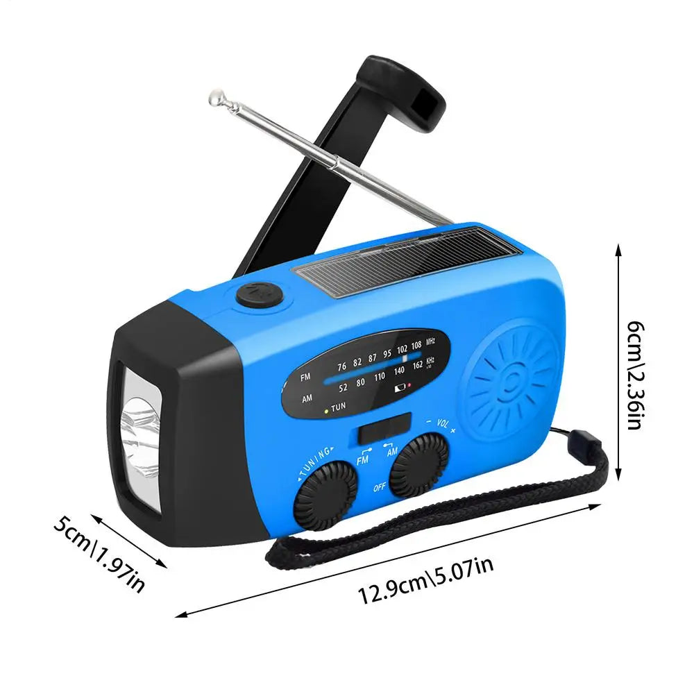 Emergency Weather Radio, Solar Hand Crank Radio With 2000mAh Rechargeable Battery, Survival Portable Radio SOS Alarm, AM/FM