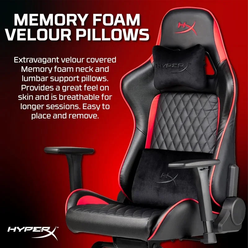 HyperX blast gaming chair-ergonomic gaming chair, leather upholstery video game chair-Red Black PC racing tilt gaslift foam