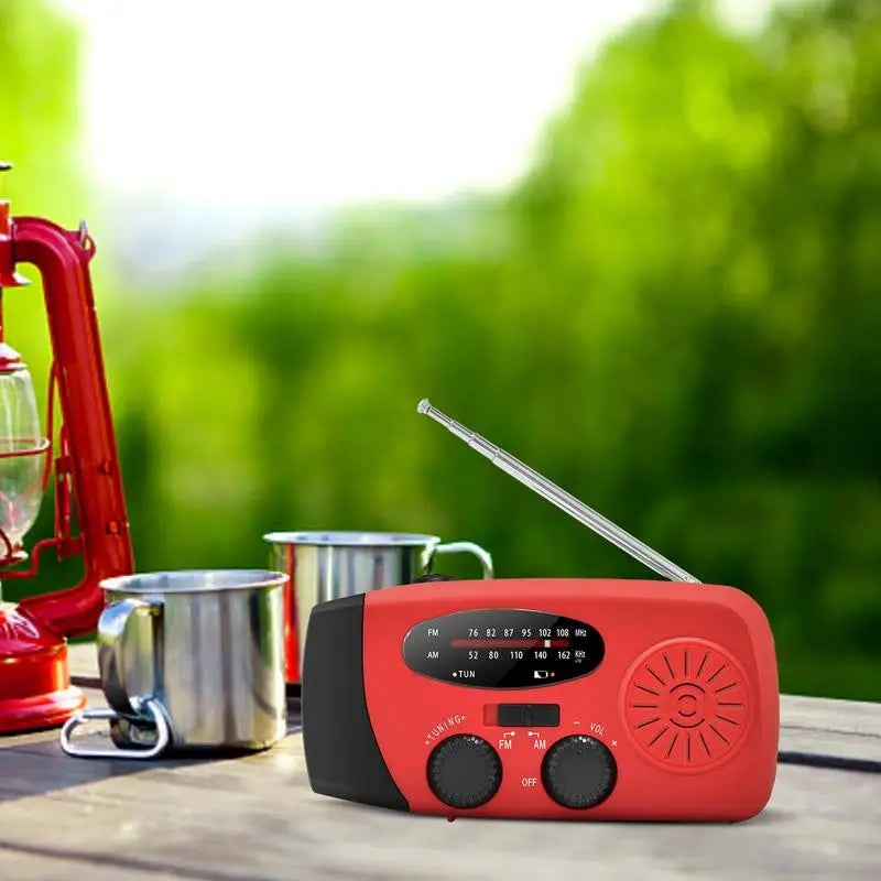 Emergency Weather Radio, Solar Hand Crank Radio With 2000mAh Rechargeable Battery, Survival Portable Radio SOS Alarm, AM/FM