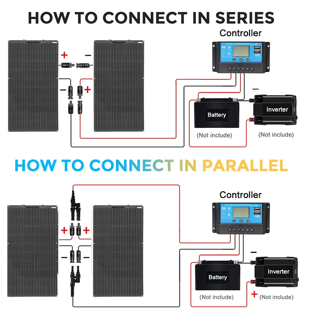 100 watt - 1000W portable 12v solar panel complete kit 12 volt  battery charger Motorhome Camping flexible solar plate cell