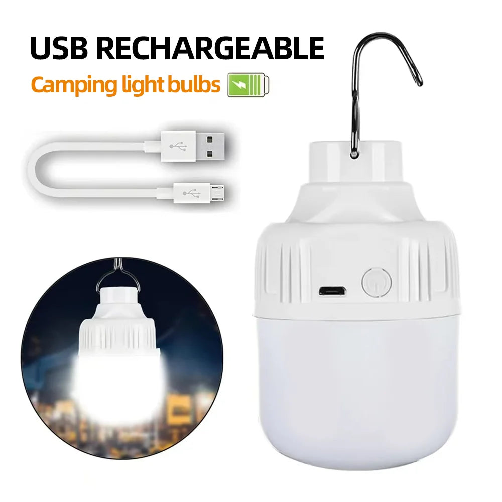 Portable USB Rechargeable LED Camping Light Multifunctional Outdoor Emergency Hanging Tent Lamp Hiking Picnics Night Lighting