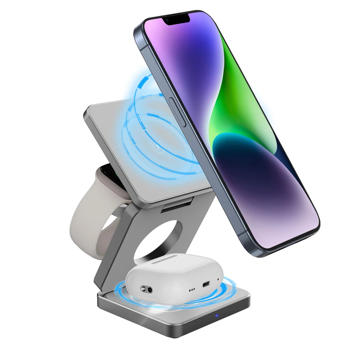 Wireless Charger 3 in 1 Foldable Magnetic Wireless Charging Station for iPhone 15 14 13 12 Pro Max Apple Watch 8 9 Charger