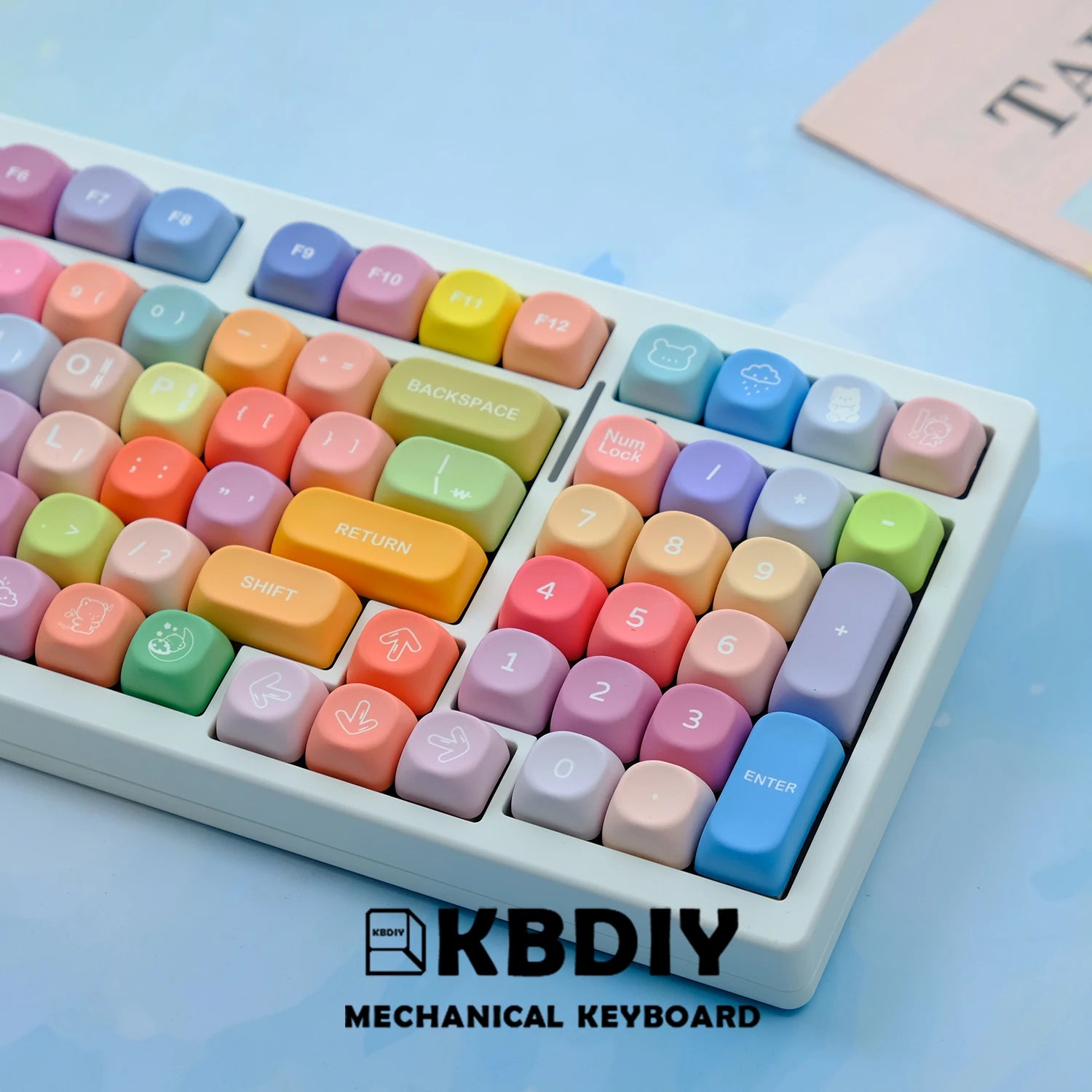 KBDiy KOA Profile Gummy Bears Keycap PBT Custom Korean Keycaps for Mechanical Keyboard Game Cute 141 Keys Caps ISO 7U Space Bar