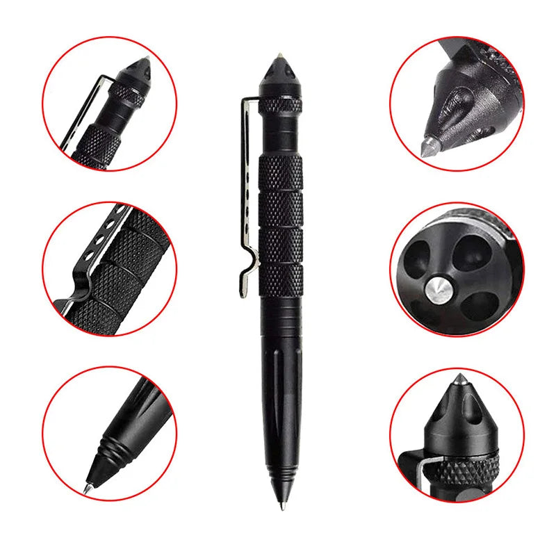 Military Tactical Pen Multifunction Aluminum Alloy Emergency Glass Breaker Pen Outdoor Camping Security Survival Tools