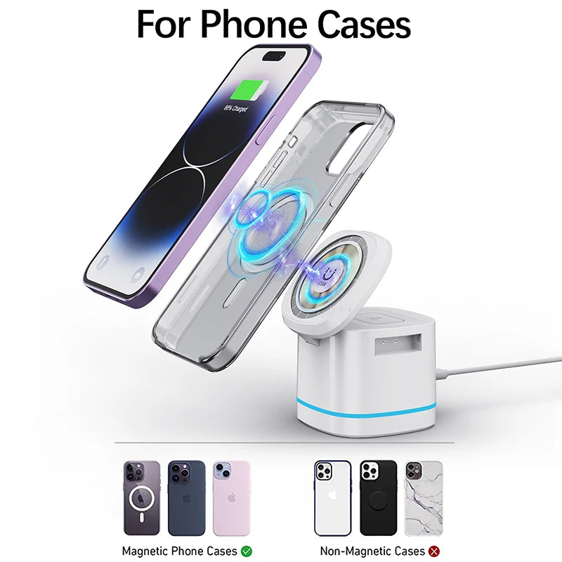 3 in 1 Transparent Magnetic 15W Wireless Charger Charger Stand For iPhones Airpod Watches Charging Station