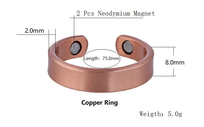 SNQB Simple Jewelry Set Pure Copper Bracelet Rings Cuff Magnetic Bangles For Women Men Arthritis Health Solid Copper Jewelry