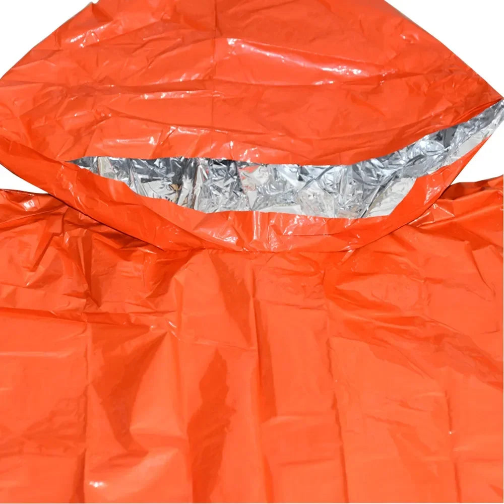 Emergency Water Proof Raincoat Aluminum Film Disposable Poncho Cold Insulation Rainwear Blankets Survival Tool Camping Equipment