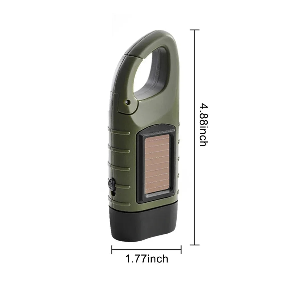 LED Flashlight Hand Crank Survival Emergency Flashlight  Charging Solar Powered Rechargeable Self Powered Charging Hiking Dynamo