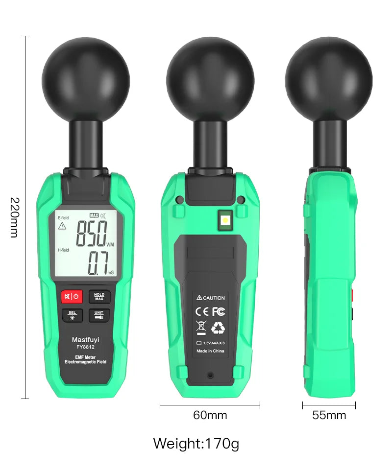 FY8812 EMF Meter LCD Display High Precision Electromagnetic Wave Radiation Detector Gauge Radiation Dosimeter for Household