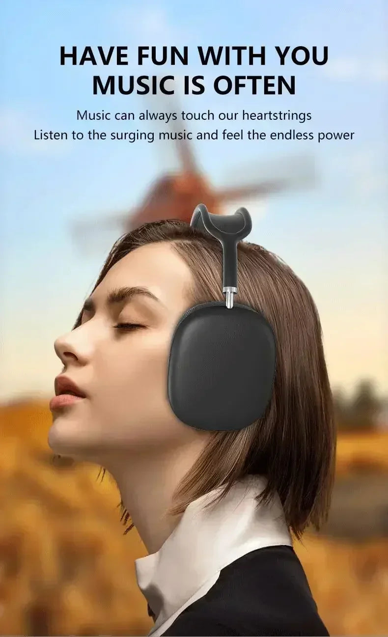 NEW P9 Pro Max Wireless Bluetooth Headphones Noise Cancelling Earphones Mic Sports Gaming TF Card Slot Headset for Apple