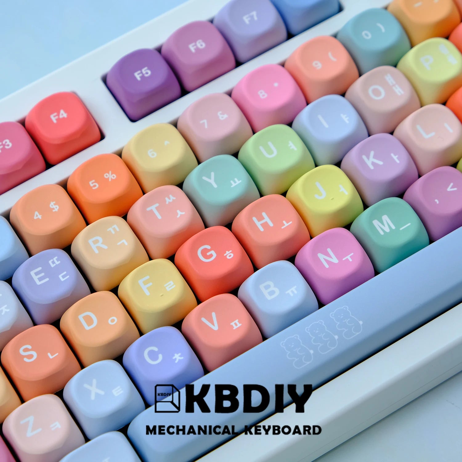 KBDiy KOA Profile Gummy Bears Keycap PBT Custom Korean Keycaps for Mechanical Keyboard Game Cute 141 Keys Caps ISO 7U Space Bar