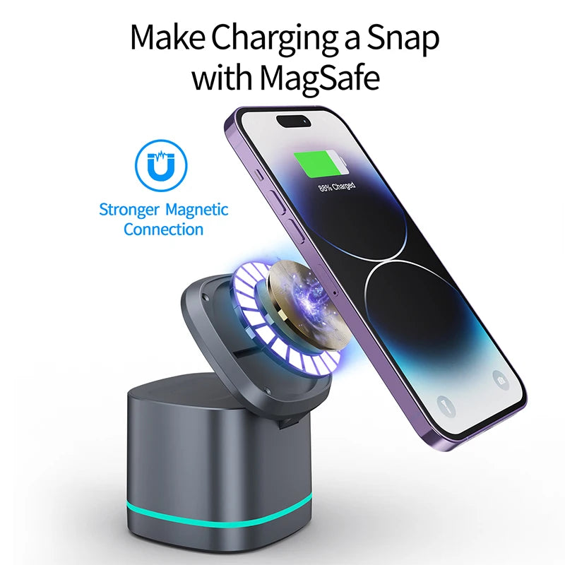 3 in 1 Transparent Magnetic 15W Wireless Charger Charger Stand For iPhones Airpod Watches Charging Station