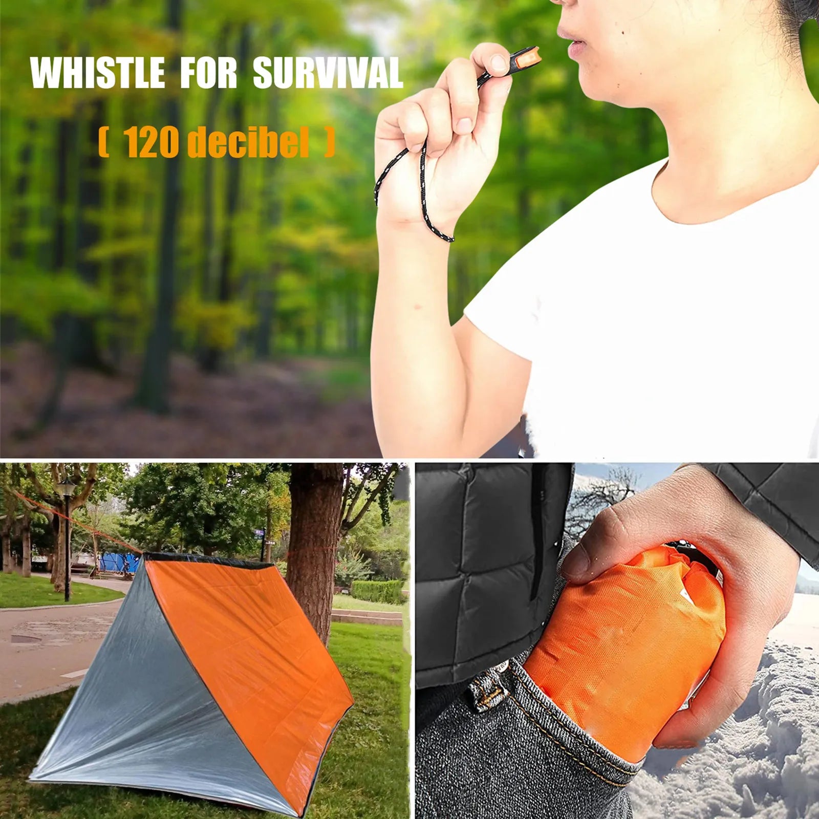 2 Person Emergency Shelter Bivy Survival Tent Kit Mylar Tube Tent Sleeping Bag Waterproof Outdoor SOS Thermal Blanket Reusable